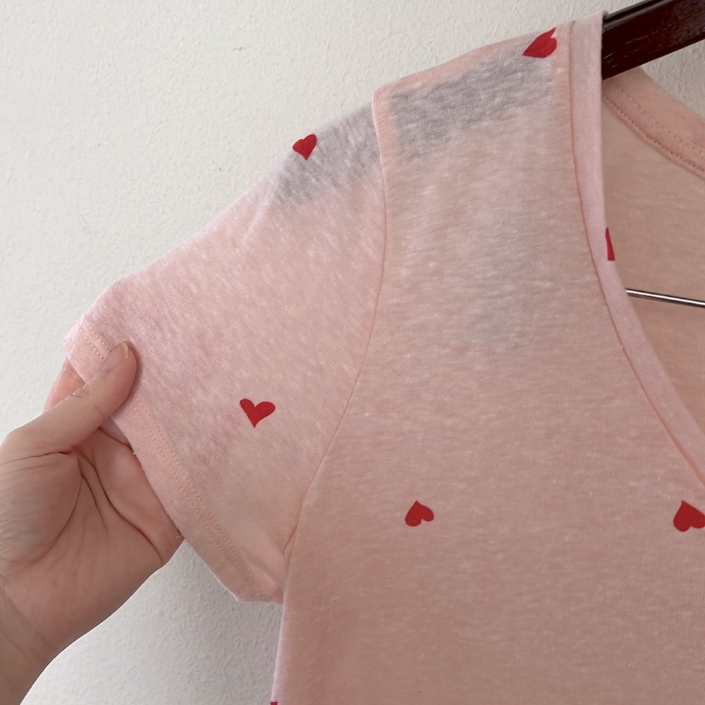 Belle Du Jour Pink Heart Women's Top Valentines Day Love Red Size Large - Picture 4 of 10
